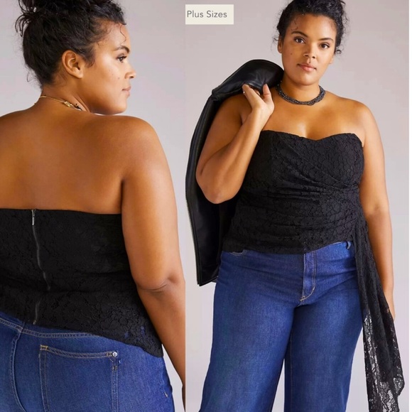 Anthropologie NWT Mare Mare Black Corseted Lace Adjustable Hem Tube Top Size M. - Picture 1 of 6